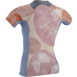 2022 O'Neill Womens Side Print Short Sleeve Rash Vest 5405S - Desert Bloom / Drift Blue